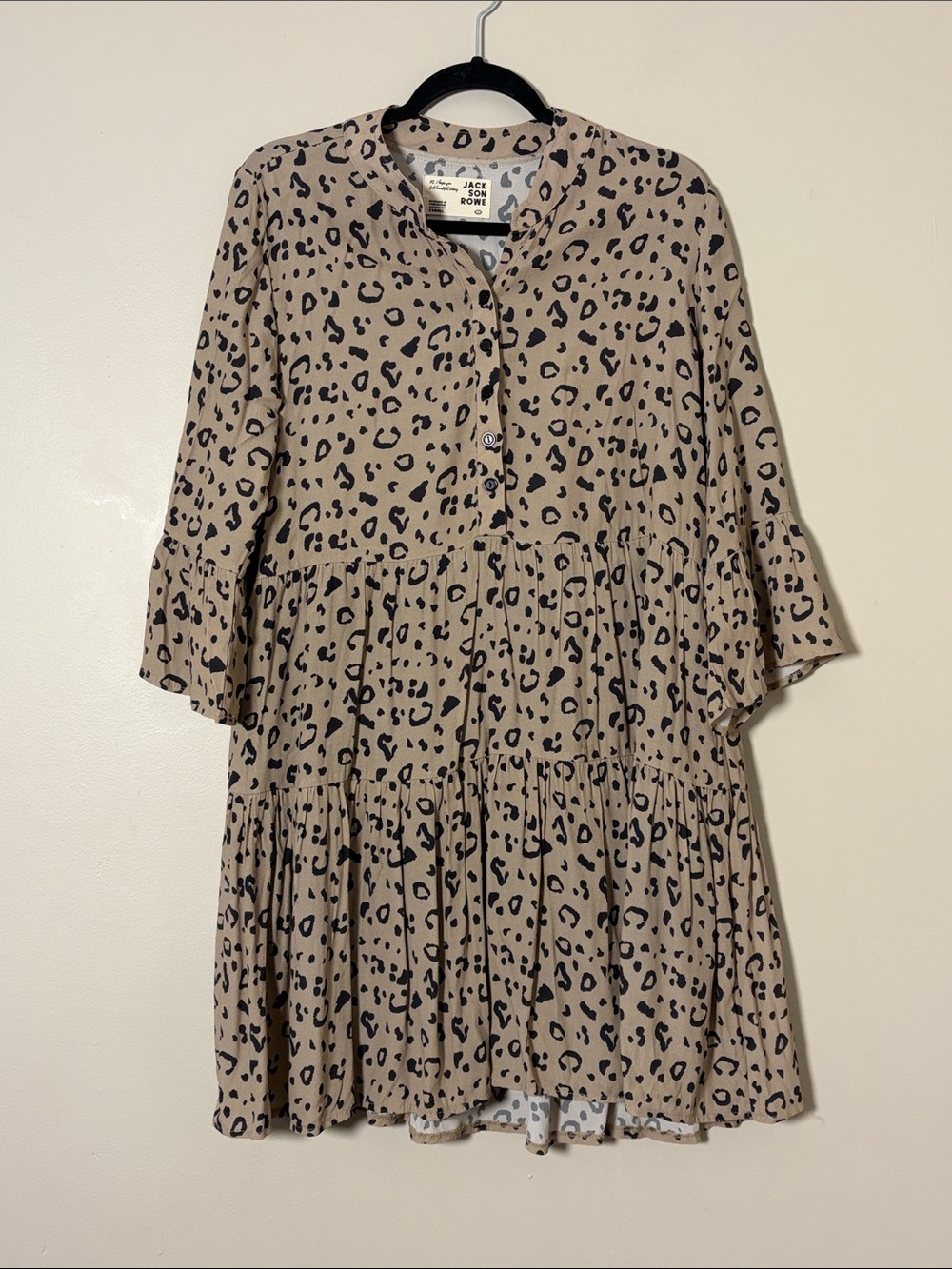 Jackson Rowe | Malad leopard print tiered mini dress Women’s size XS oversized - Picture 2 of 8